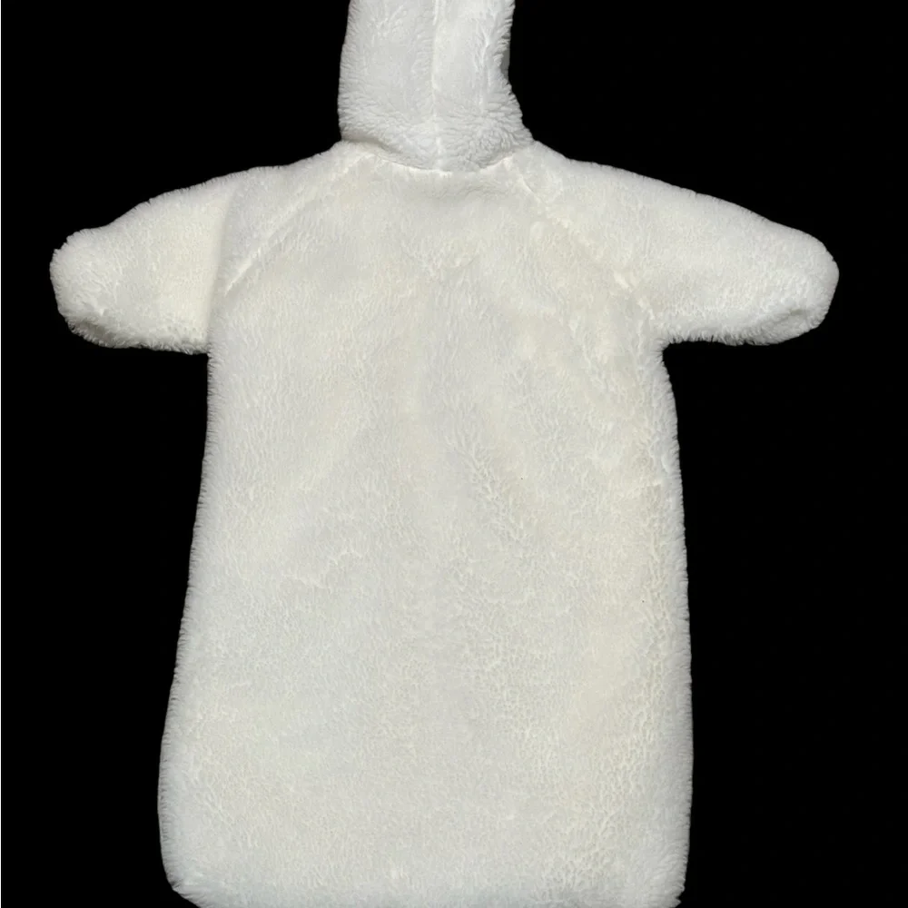 Vintage Baby Infant Newborn Tot Lines Bunting Faux Fur White Zippered Hoodie - Picture 3 of 8